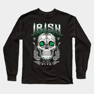 Irish Bone Skull Skeleton Long Sleeve T-Shirt